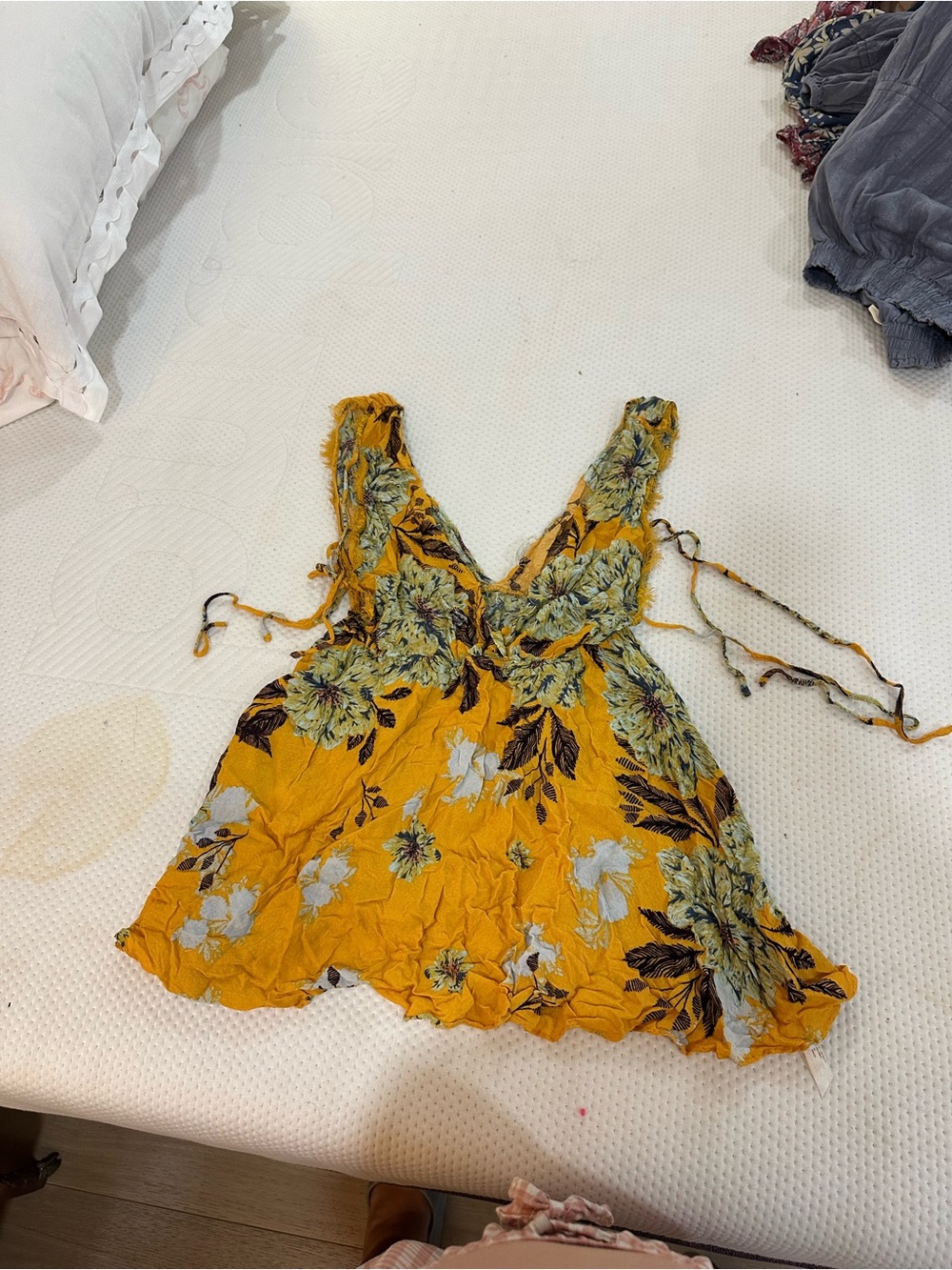 Free people Yellow Floral V-Neck dress